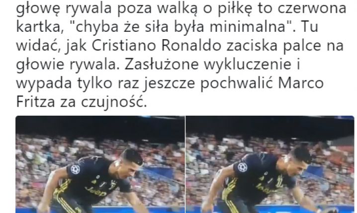 Sytuacja z czerwoną kartką RONALDO wg Arbiter Café